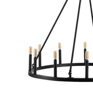 Oberto Ring Iron Rustic Farmhouse LED Chandelier - JONATHAN Y